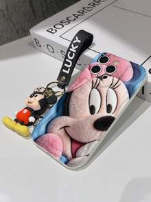 Disney Mickey Mouse Clubhouse Phone Case : 3D Fluffy Pattern Border Protector Phone Soft Phone Case With A Free Cute Mickey Bracelet Chain Lanyard, Mickey, Minnie, Goofy, Donald Duck, Daisy Duck, Pluto, For Apple 17 Promax 17 Pro 16 15 14 13 12 11 Pro Max XS Max X XR Soft Cover Summer Phone Case - trắng - Xem 7