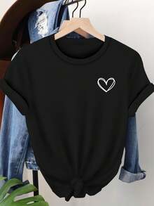Tallas Grandes - Tallas Grandes - Ropa de Mujer Tallas Grandes, Camiseta de Mujer Tallas Grandes, Top Casual de Manga Corta con Cuello Redondo, Tejido de Elasticidad Media, Lavable a Máquina, Ajuste Cómodo para Todas las Temporadas, Camiseta de Mujer, Camiseta con Estampado Plano 2D Único, Ajuste Cómodo - Negro - Ver 7