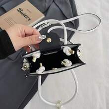 Small Square Bag, Tote Bag, Shoulder Bag, Casual Crossbody Bag, Solid Color Cell Phone Bag, 20.5 X 16 X 6 Cm - 粉色 - 查看 3