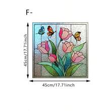 1/6 miếng phim dán cửa sổ kính màu cổ điển, họa tiết hoa mẫu đơn trang nhã, mờ, trang trí, không dính, có thể tái sử dụng, dùng cho cửa kính trượt phòng tắm, phòng khách. - màng mờ họa tiết hoa - Xem 13
