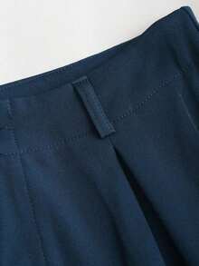 Pantalones anchos plisados de jacquard elegante vintage para mujer, para otoño/invierno - Azul 2 - Ver 3