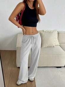 Pantalones de descanso de punto suave negros - Gris - Ver 3