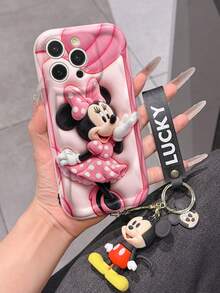 This Disney Mickey Mouse Lanyard Phone Case Is Fully Covered In TPU Material. It's Shockproof, Lightweight, And Compatible With IPhone17/16/11/13/15/15 Plus/15 Pro/15 Pro Max/12/14 Pro Max/11 Pro Max/12 Pro/12 Pro Max/13. This Phone Case Makes A Popular Birthday Gift Or Business Gift; It's Durable, Stain- And Fingerprint Resistant, And Suitable For Both Men And Women. The Set Also Includes A Mickey Mouse Phone Case And A Mickey Mouse Plush Bracelet. It's A Perfect Gift For Friends And Family. This Stylish Phone Case Is Fun, Lightweight, And Durable. IPhone17 Pro Max Phone Case, Minnie Mouse Phone Case. - 白色 - 查看 3