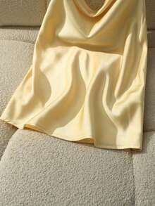 ajustada con cuello drapeado y espalda descubierta para mujer, primavera/verano - Amarillo - Ver 5
