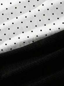 Paquete de 2 tops de camiseta acanalada con sujetador acolchado incorporado - Rosa y Negro/Lunares blancos, tops versátiles casuales para verano y uso en todas las estaciones, estilos suaves y limpios para chica, perfectos para el hogar, la escuela - Negro 2 - Ver 5