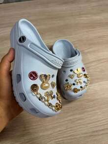 Children's Clog Shoes With Buttons, Comfortable, Soft, Crocoba - Baby Blue - View 1
