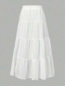 Falda de gasa de estilo princesa con múltiples capas y arrugas, falda tipo pastel de varias capas, adecuada para vacaciones de verano, estilo femenino y lindo - Multicolor - Ver 2