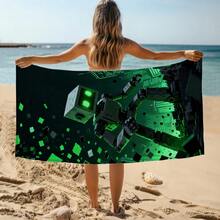 1pc Style Beach Towel, Super Absorbent Large Beach Blanket, Suitable For Travel, Swimming Pool, Diving, Surfing, Yoga, Camping, Available In Multiple Sizes, Beach Accessories - Cube Man - View 9
