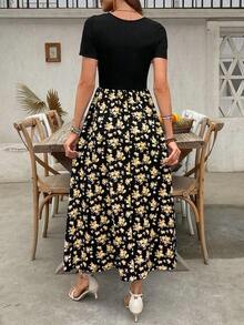 GGHKKssg Women's Summer Solid Color & Printed Patchwork Minimalist Casual Dress - Multicolor 2 - Ver 2