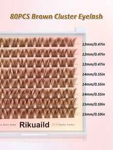 [Lowest Price In 30 Days]80pcs D-Curl Fluffy Brown Colored Lightweight Cluster False Eyelashes, Thick & Voluminous Individual Lashes, Natural Brown Makeup, Soft & Comfortable, Suitable Eyelash Extension At Home, Eyelash Clusters, Individual False Lashes - D 4 - View 5