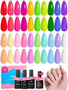 Beetles Summer Box 20 Colors Spring Summer Gel Nail Polish Set, Pastel Neon Bright Rainbow Core Gel Polish, HEMA-Free TPO-Free With Base & Top Coat, UV LED DIY Salon Home Nail Art Gifts For Women - 20 Colors Rainbow Core - 查看 1