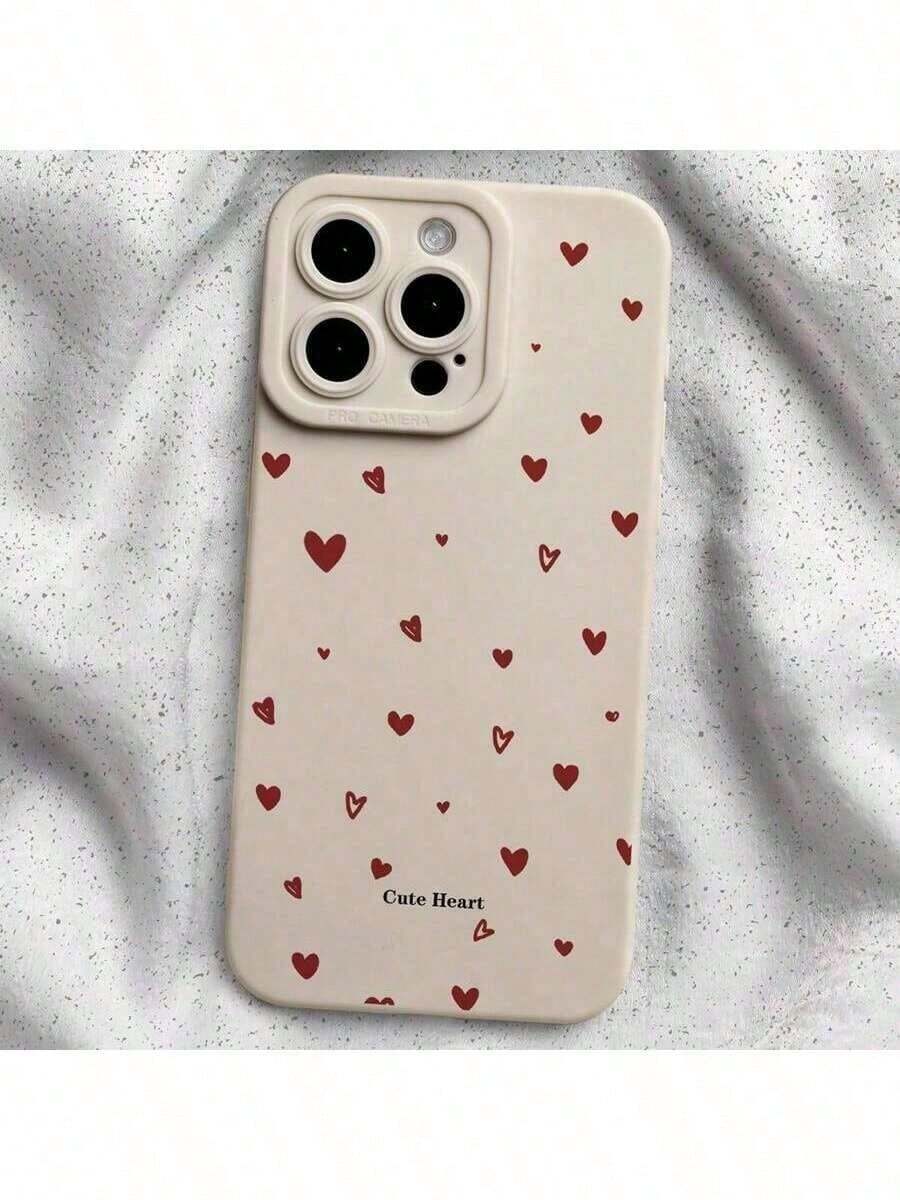 Funda de Teléfono con Estampado de Corazones Lindos Compatible con iPhone y Galaxy Funda con impresión HD - Blanco - Ver 1