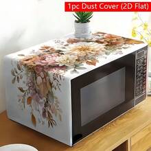 1pc Elegant Floral Pattern Oven Microwave Dust Cover, Decorative Use For Oven, Countertop, Dining Table (Not For Direct Heat Contact) - Multicolor - View 4