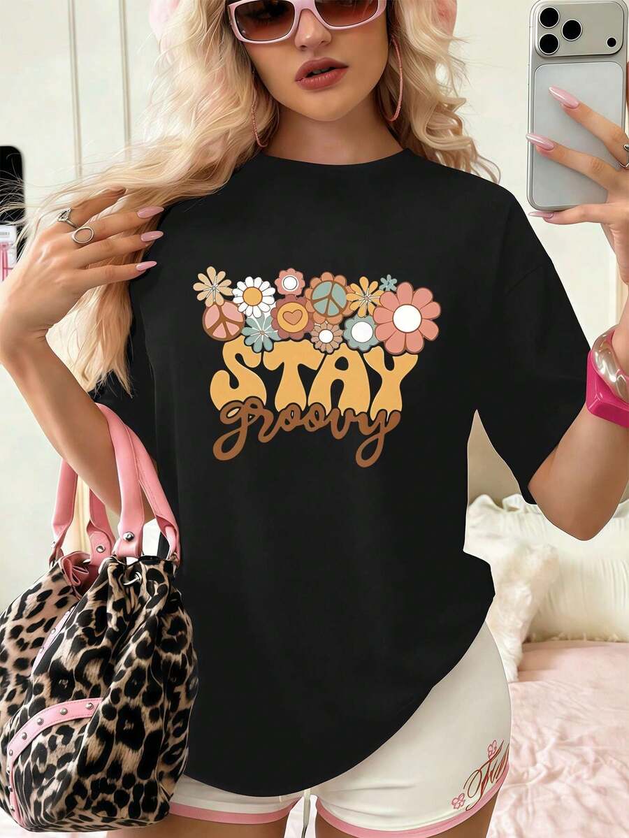Dam-T-shirts - Svart - Visa 1
