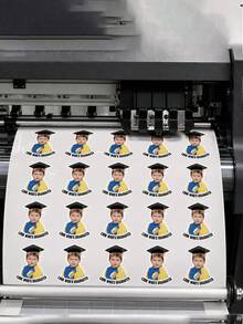 1-50pcs Customized Graduation Face Stickers, Personalized Sticker Labels For Cups And Cookies, Vinyl Decal Party Favors - Multicolor - View 6