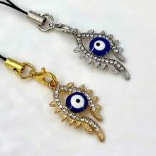 1pc Rhinestone Eye Shaped Phone Lanyard Charm, Universal Phone Pendant, Creative Phone Accessory, Elegant USB Charm - Multicolor - View 3