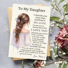 A Beautiful And Heartfelt Greeting Card, Ideal As A Gift For Your Daughter. This Is The Perfect Present For A Special Occasion, Birthday, Or To Express Love And Pride. Wonderful For Mothers To Convey Gratitude. Comes With A Random Color Envelope. - A - View 4