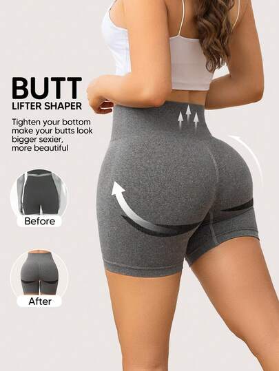  Women High Waist Fitness Shorts, Butt Lifting & Tummy Control Yoga Shorts