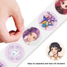 500 miếng dán cuộn Huntrix chủ đề K-Pop, hình tròn nhân vật anime, nhãn dán tự dính dùng cho sổ lưu niệm. - Nhiều màu - Xem 4