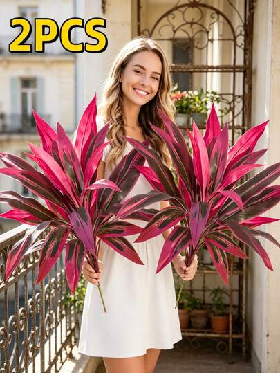 2 piezas Decoración floral de plástico realista y resistente al agua para exteriores, adecuada para jardín, patio, boda, fiesta, barandilla de balcón, patio y decoración fotográfica