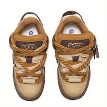 Pantofi sport în aer liber Q-AND pentru bărbați și femei, pantofi maro cu pâine, design original, pantofi de skateboard, pantofi cu talpă groasă antiderapantă, potriviți pentru sport, skateboarding, cadouri de sărbători - Maro - Vizualizare 8