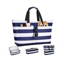 Large Beach Bags For Women, Waterproof And Sandproof Beach/Pool Bag With Wet Compartment And Zipper - Royal Blue - View 1