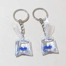 2pcs 25mm Ring Keychains With 50x23mm Transparent Water Bag Fish Resin Charms Pendant DIY Jewelry Making Accessories Findings - Fish - View 5
