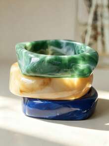 3pcs Set Exaggerated Asymmetrical Resin Semi-Transparent Bracelet For Women, Unique & Versatile - Multicolor - View 5