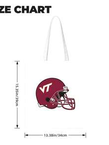 Virginia Tech Hokies Football Canvas Tote Bag, Lightweight Durable Gift,Canvas Market Shopping Bag,Canvas Shopping Bag For Travel,Canvas Tote Bag For Shopping/Grocery - 白色 - 查看 5