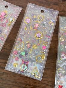可愛魔法少女水晶環氧樹脂貼紙，3D寶石心形月亮魔杖貼紙，適用於日記本、計畫本、DIY裝飾，日系甜美風裝飾貼紙 - 顏色 - 查看 6