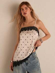 Top de tirantes negro minimalista de unicolor para mujer - Albaricoque - Ver 6