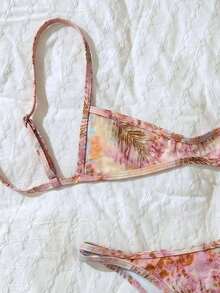 Conjunto de bikini con tirantes de espagueti de tela jacquard para mujer, primavera/verano - Multicolor 5 - Ver 4
