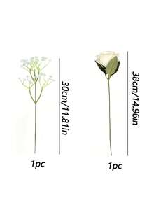 1/15/30pcs Buquê de Rosas Brancas e Gipsófila, Decoração Rústica para Casa, Arranjo Central de Flores Artificiais de Seda. Perfeito para Buquê de Casamento, Casa, Quarto, Sala de Estar, Mesa de Jantar, Prateleira de Parede, Varanda e Decoração de Jardim, Bem como Arranjos Florais DIY. Presente Ideal para o Dia da Mãe, Dia dos Namorados, Aniversário, Casamento, Natal e Festa. - Branco - Ver 9