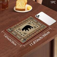 1pc Vintage Brown Bear Print Absorbent Mat/Drying Mat For Coffee Maker, Tableware - Polyester Absorbent Desktop Protective Mat With Rubber Anti-Slip Pad, For Kitchen Counter Decor, Home Bar And Dining Table - Multicolor - View 11