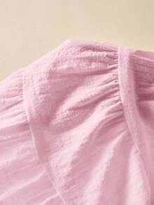 Blusa informal de mujer con volantes en el borde de unicolor - Rosa Pálido - Ver 5
