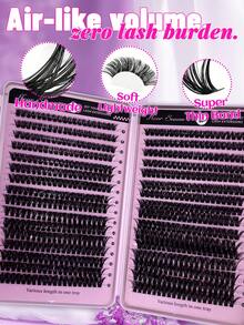 640pcs (60D+80D) D-Curl Fluffy False Eyelashes, 8mm-16mm, Large Capacity, Suitable For Creating Thick Fluffy Natural Eye Makeup, DIY Home Makeup, Large Capacity Single Piece False Eyelash Book, Suitable For Beginners And Makeup Artists, Soft And Durable, Can Be Used For DIY Fox Eye/Cat Eye Makeup, Segmented False Eyelashes, Portable Travel, Suitable For Stage, Wedding, Outdoor, Daily Work, Music Party And Other Occasions - 粉色 - 查看 3