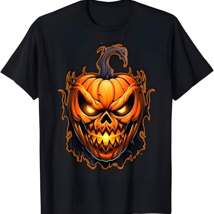 Disfraz divertido otoño otoño Halloween calabaza espantosa pereza camiseta - Negro - Ver 1