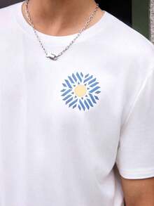 Men's Short-Sleeved T-Shirt With A Crew Neck And Graphic Print, From Open Phase. Casual And Versatile Style For Everyday Wear, Slim Fit, American Retro Style, Unisex, Relaxed Fit, Ideal For Summer And Summer Vacation Outfits. - Lightweight. - 白色 - 查看 4