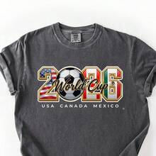 Camiseta Gráfica de Fútbol de la Copa Mundial 2026 de , USA, Canadá, México - Blanco (solo estilos en blanco y negro) - Ver 1