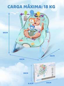 Multifunctional Baby Rocker With Mosquito Net, Music, Vibration, And Hanging Toys, Adjustable Backrest - Baby Blue - View 9