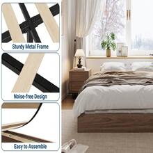 Dorvilesta Wood Platform Bed Frame,Wooden Bed Frame Without Headboard, Sturdy Wooden Slats, Floor-Standing Bed Frame, Modern Minimalist Design Space-Saving Bed Frame, No Box Spring Needed, Space Saver - Walnut TWIN - View 5