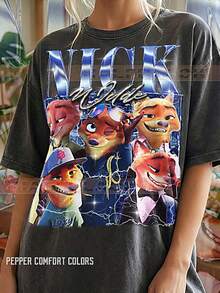 Nick Wilde Z1ootopia S1Hirt, Nick Wilde 90s Vintage R B1Ootleg S1Hirt, y Fox Graphic T1EE, Animal City Detect Fan Rega1lo . - Negro - Ver 2