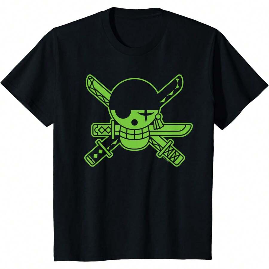 Camiseta de  Verde Roronoa Zoro Jolly Roger - Blanco - Ver 1