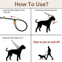 1pc 1.8M Multi-Functional Aesthetic Pet Leash, Provides 3 Sizes, Sliding Dog Leash, Nylon Material, Adjustable Collar Suitable For Small, Medium, Large Dogs, Durable Rope, Reflective Stitching, Round Rope Design, Non-Pulling, P-Shaped Chain & Rope Applicable For Walking Dogs & Outdoor Activities, Happy Dogs, Dog Supplies - Multicolor - View 5