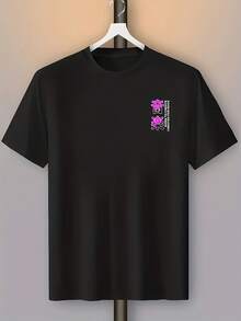 Camiseta de hombre con diseño de anime de Tokio y estampado de manga japonés en la espalda, estilo casual de calle, ideal para el verano, imprescindible para los fans del anime, estilo urbano a la moda. - Negro - Ver 2