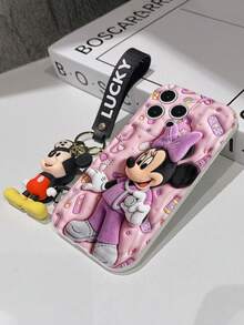 This Disney Mickey Mouse Lanyard Phone Case Is Fully Covered In TPU Material. It's Shockproof, Lightweight, And Compatible With IPhone17/16/11/13/15/15 Plus/15 Pro/15 Pro Max/12/14 Pro Max/11 Pro Max/12 Pro/12 Pro Max/13. This Phone Case Makes A Popular Birthday Gift Or Business Gift; It's Durable, Stain- And Fingerprint Resistant, And Suitable For Both Men And Women. The Set Also Includes A Mickey Mouse Phone Case And A Mickey Mouse Plush Bracelet. It's A Perfect Gift For Friends And Family. This Stylish Phone Case Is Fun, Lightweight, And Durable. IPhone17 Pro Max Phone Case, Minnie Mouse Phone Case. - trắng - Xem 4
