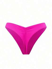 Braguitas de bikini con volantes de unicolor para mujer, sexy y ajustadas, para la playa y celebraciones de Halloween - Rosa Fucsia - Ver 1