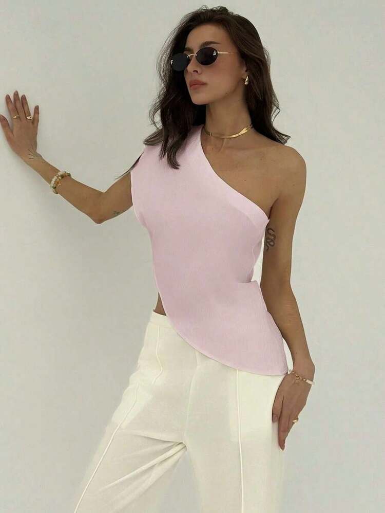 Blusa de unicolor casual y versátil para uso diario de mujer - Rosa - Añade 5