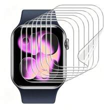 8片装透明屏幕保护膜，水凝胶软膜，适用于38/40/41/42/44/45/49/46mm Ultra/SE/8/7/6/5/4/3/2/1/11/10 - 無色 - 查看 1