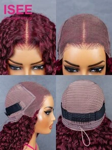 ISEE HAIR Wear Go 无胶缅甸卷发假发 13*6 透明蕾丝假发 180% 密度 16-24 英寸常规尺寸 酒红色 预剪蕾丝 预拔发际线 真人发 日常佩戴 女性 - S99J - 查看 6